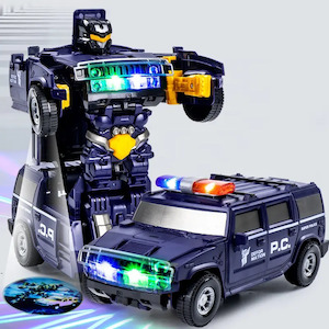 2-In-1 Transforming Robot to Car Toys with Light and Music for Kids