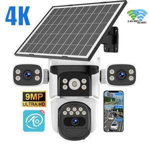 Frontpage: 9MP Dual Band WiFi 360° Solar Powered PTZ CCTV Camera 3 Lenses, Human Detection