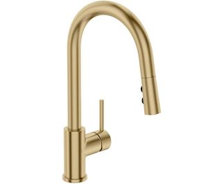Kitchen: ELEMENTI UNO GOOSE NECK MIXER C/W POS - BRUSHED BRASS