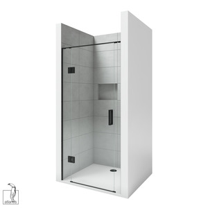 Shower: Scenic 3-Sided Hinged Tiled Shower 1000mm x 1000mm - Matte Black