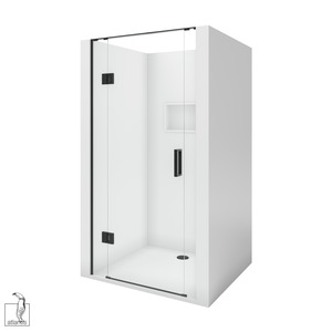 Shower: Scenic 3-Sided Hinged Shower 900mm x 900mm - Matte Black