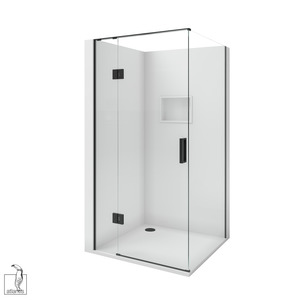 Shower: Scenic 2-Sided Hinged Shower 900mm x 900mm - Matte Black