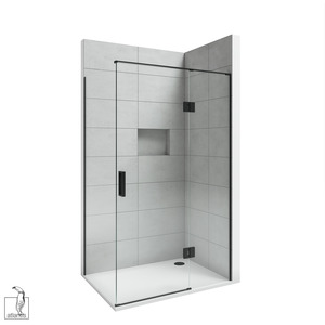 Shower: Scenic 2-Sided Hinged Tiled Shower 1200mm x 900mm Right Hand - Matte Black