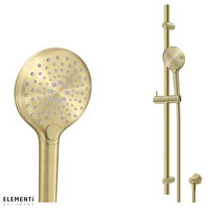 Rail Hand Column Showers: Splash Plus Round Slide Shower 900mm 3 Function - Brushed Brass