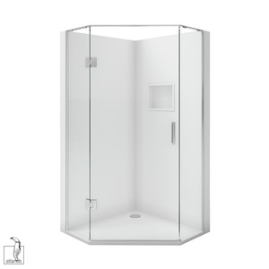 Scenic Angled Hinged Shower 900mm x 900mm - 2 Wall / 2 Colour Options