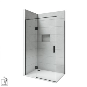 Scenic 2-Sided Hinged Tiled Shower 1200mm x 900mm Left Hand - Matte Black