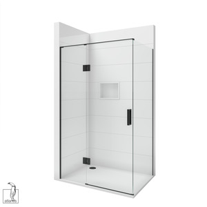 Scenic 2-Sided Hinged Shower 1200mm x 900mm Left Hand - Matte Black
