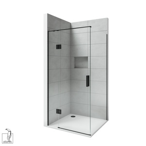Scenic 2-Sided Hinged Tiled Shower 900mm x 900mm - Matte Black