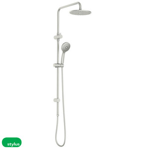 Rail Hand Column Showers: Basis Round Rail Shower with Overhead - 3 Colour Options