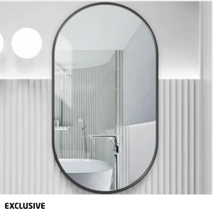 Bathroom 1: Avant Oval Black Framed Mirror 400mm x 900mm