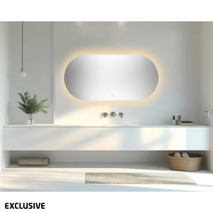 Bathroom 1: Avant Oval Backlit Mirror with Demister - 2 Size Options