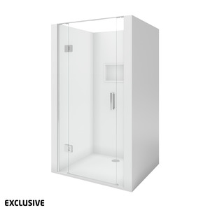 Scenic 3-Sided Hinged Shower 900mm x 900mm - 2 Wall / 2 Colour Options