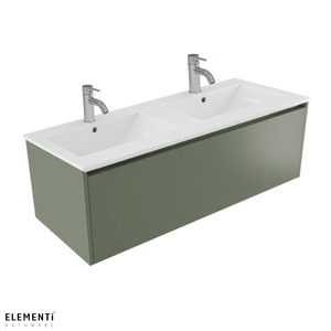 Bathroom 1: Elementi Novara 1 Drawer Wall Hung Vanity Double Bowl 1200mm - 11 Colour Options