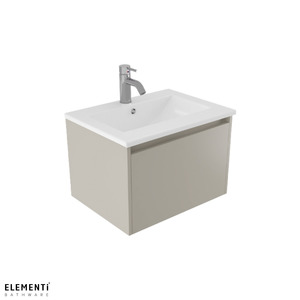 Elementi Novara 1 Drawer Wall Hung Vanity 600mm - 11 Colour Options
