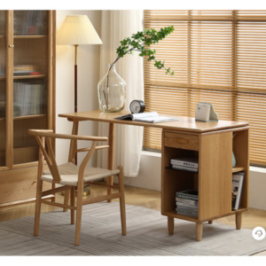 Berlin Natural Solid Oak Desk with storage