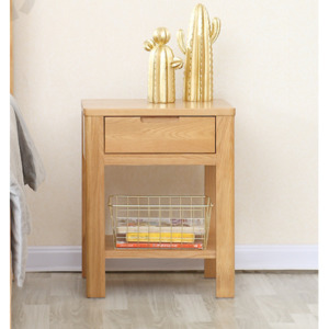 Navia Natural Solid Oak Lamp Table or Bedside Table