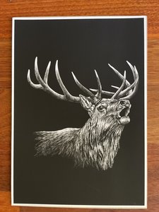 Black Roaring Stag Fine Art Print - Unjustified Risk
