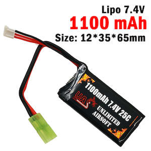 Battery: UAS - 7.4V 1100mAh 25C Lipo Battery - Brick Type