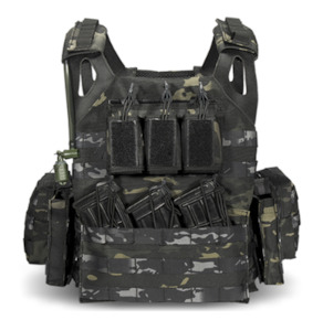 Vest: S.W.A.T Style Nylon Plate Carrier Vest - Black Multicam