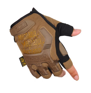Gloves: Mechanix Style Tactical Gloves Half Finger - Tan