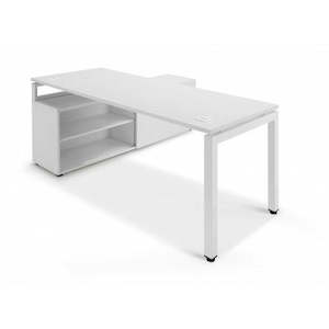 Rapid Dispatch Standing Fixed Height Desks: Ultimo Workstation: Desk and Cupboard Return 1800 x 1600 Standard Metal Leg