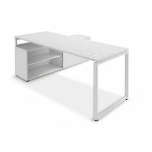 Ultimo Workstation: Desk and Cupboard Return 1800 x 1600 Closed Metal Leg