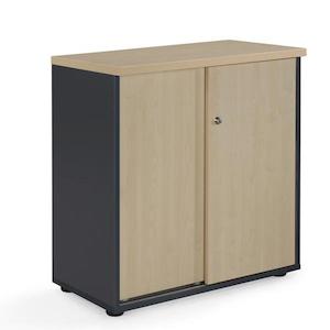 Milan Cupboard Maple/Dark Grey