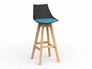 Stools: Luna Black Barstool with Oak Base