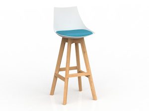Stools: Luna White Barstool with Oak Base