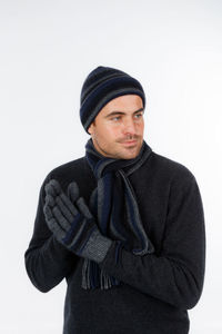 Possum Knitwear: Striped Beanie Possum Fur NZ - Basically Bush