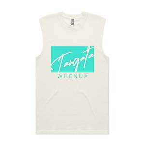 Tangata Whenua 2.0 Singlet (Ecru and Turquoise Blue)