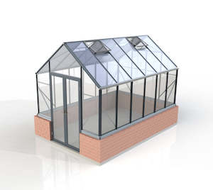 2.6m x 6.4m Glasshouse 4mm Toughened Glass with Black Frame