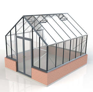 Glasshouses: 3.2m x 3.8m Elite Stonewall Glasshouse with Black Frame