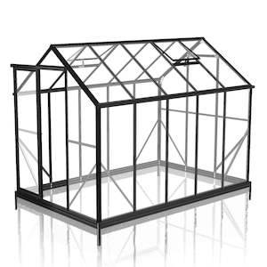 2m x 3.2m Glasshouse 4mm Toughened Glass with Black Frame