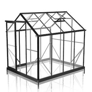 2m x 2.6m Glasshouse 4mm Toughened Glass with Black Frame