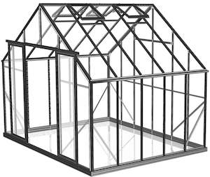 3.2m x 3.2m Polycarbonate Greenhouse - Black Frame