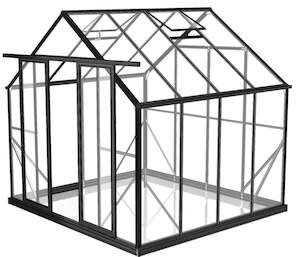 Polycarbonate: 2.6m x 2.6m Polycarbonate Greenhouse - Black Frame