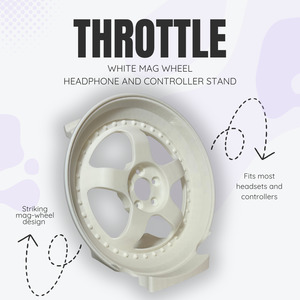 Throttle the White Mag Wheel Headphone and Controller Stand