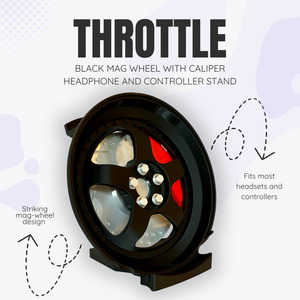 Throttle the Black Mag Wheel with Caliper Headphone and Controller Stand