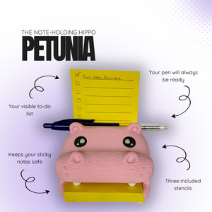 Petunia the Note‑Holding Pink Hippo