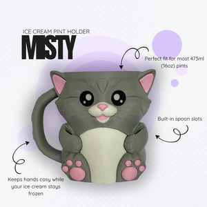 Misty the Grey Cat Ice Cream Pint Holder