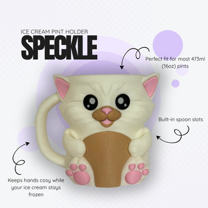 Products: Speckle the White Cat Ice Cream Pint Holder