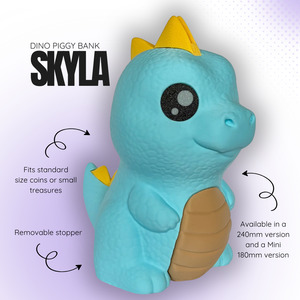 Products: Skyla the Light Blue Dino Piggy Bank