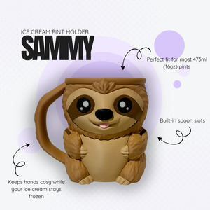 Sammy the Sloth Ice Cream Pint Holder