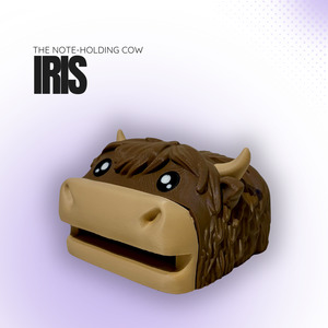 Iris the Note‑Holding Dark Brown Cow
