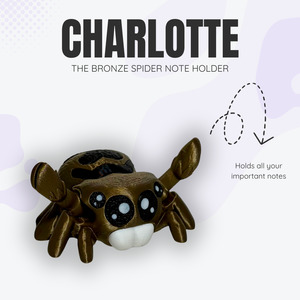 Charlotte the Bronze Spider Note Holder