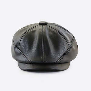 Caps: PU Leather Newsboy Cap – Vintage 8-Panel Conductor Hat | Men’s Classic Flat Cap