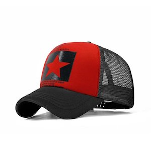 Five-pointed Star Print Mesh Cap Visor Cap