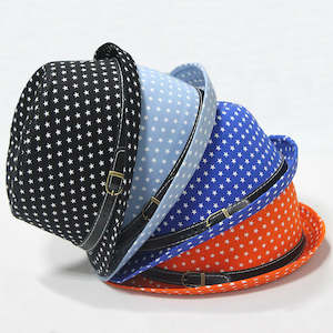 Fedoras Hats: Star Print Hip Hop Belt Buckle Fedora Hat