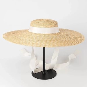 Simple Fashion Strap Straw Flat Top Straw Hat Travel Hat